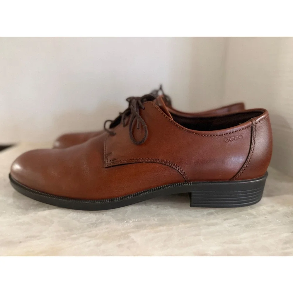 ECCO‎ Leather Oxford Shoes Mens Brown Good Lace Up Derby Dress Shoes Size us 13